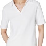 Top Calvin Klein Media Manga Cuello Johnny Mujer – Blanco